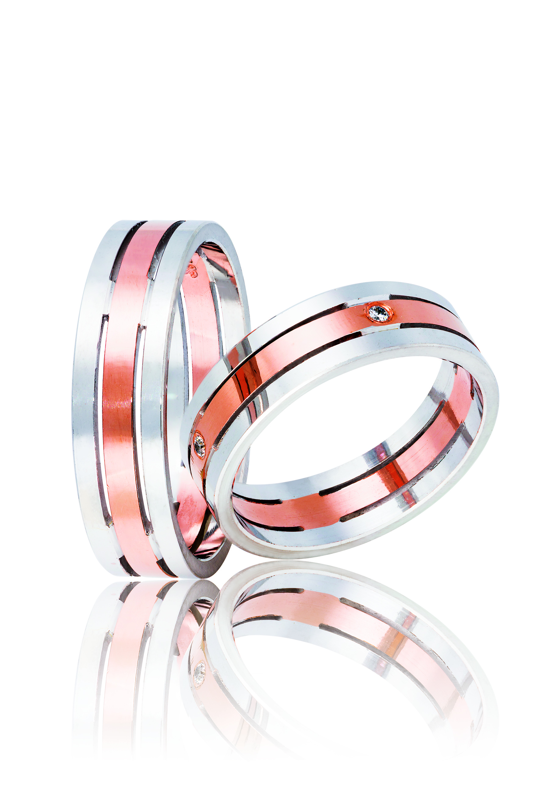 Βέρες γάμου απο λευκόχρυσο & ροζ χρυσό, 6mm (code 3wrw)